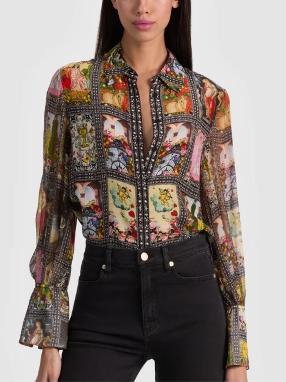 Alice + Olivia Wan Silk Blouse in Enchanted Tarot - Picture 3 of 14